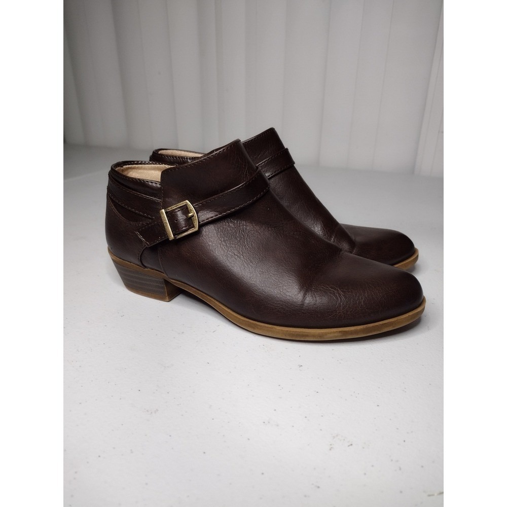 Stride By LifeStride Women's Brown Buckle Ankle Boots Size 6.5M‎ Comfort Flex